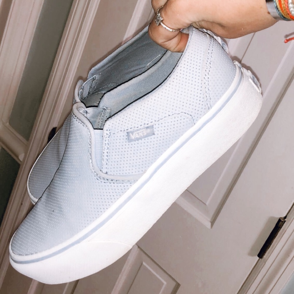 Pastel blue platform vans